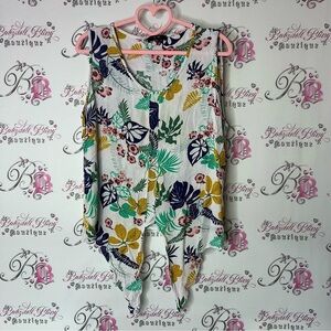 Yest tank top tie up ribbon Floral Sleeveless Top - Multicolor